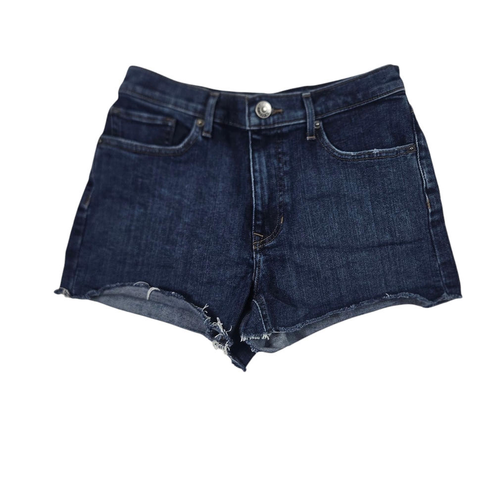 Express Blue Jean Shorts with Frayed Hem Midi High Rise Sz 4